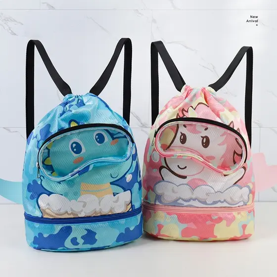 Bolsa de natação infantil à prova d'água com desenho animado, adequada para piscina de praia