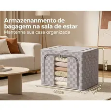 Caixa Organizadora Roupas Brinquedos Lençol Edredom Guarda Roupa Dobrável Visor Transparente
