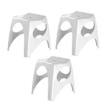 KIT COM 3 BANQUETAS BANCO BAIXO JADE ALTURA DE 42 CM E FORMADO ERGONÔMICO