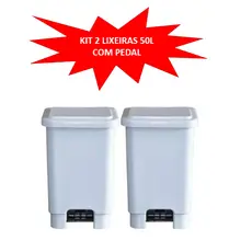 KIT COM 2 LIXEIRAS - CESTO DE 50L REFORÇADA -COZINHA BANHEIRO AREA EXTERNA LAR