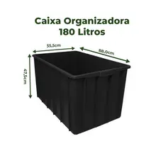 CAIXA PLASTICA 180 L GRANDE - REFORÇADA MULTIUSO ORGANIZADORA 57X51X90
