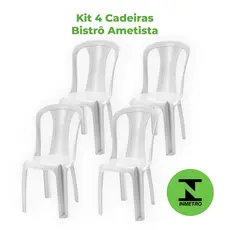 Kit 4 Cadeiras de Plástico Super Resistente 182 kg Com Selo Inmetro Igreja, Bar e Area Externa