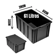 Caixa Organizadora 61 Litros com Tampa 39X32X61 cm Super Resistente