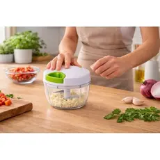 Processador Manual 500ml Cortador Alimentos 3 Laminas Pull String Pratico Rapido