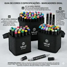 Conjunto de Canetas 24/36/48 Peças Hidrográficas Coloridas Cores Vibrantes Atóxico Pintura Escolar