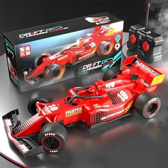 Carrinho de Controle Remoto F1 Recarregável Faz Drift Com Fumaça E Luz LED Carro Fórmula 1 de Alta Velocidade
