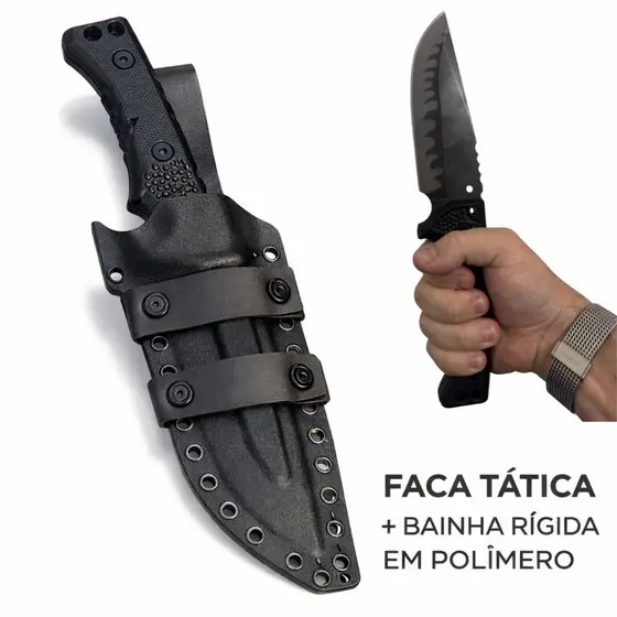 Faca Tática Sobrevivência Luatek SLK-A306 Full Tang Bainha Rígida 29,5cm
