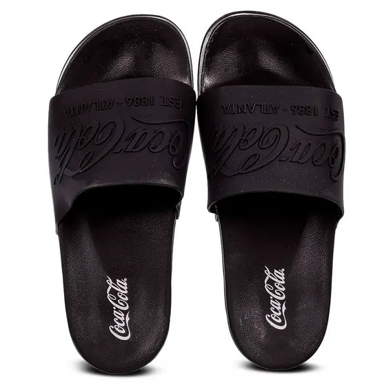 Chinelo Slide Coca Cola Coke Bold Injetado Preto Original Chinelo Coca Cola Casual Anatômico