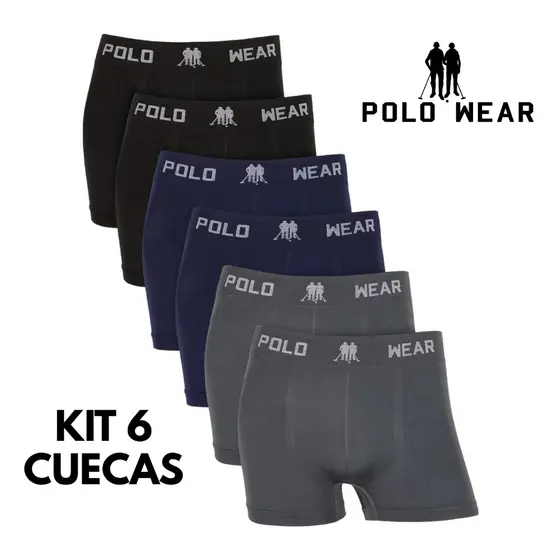Kit 6 Cueca Boxer Microfibra Polo Wear Kit Cueca Box Sem Costura Cueca Masculina Premium Original