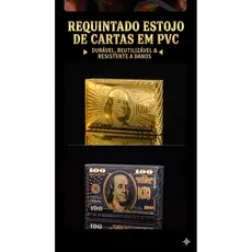 Baralho De Cartas Plástico À Prova D'água Luxo Dólar - Ouro/Preto/Rosé Poker Premium Pronta Entrega