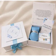 Caixa para Padrinhos de Casamento com pulseira, gravata e manual