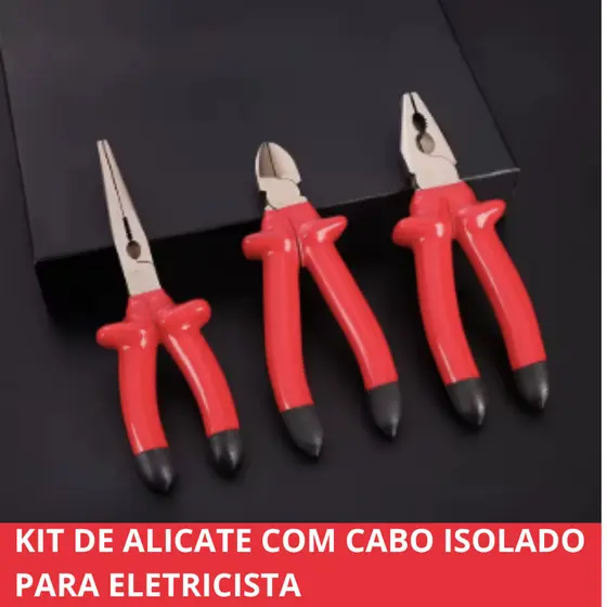 Alicate Isolado Profissional Universal, Corte,  Bico,  Aço Cr-V Alta Precisão Eletricista Multiuso