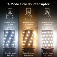1/2/4 LÂMPADA LED 3 EM 1 E27 12W BIVOLT 3 TEMPERATURAS P/ ABAJUR LUSTRE SUPER BRILHO ECONÔMICA