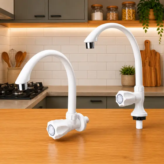 Torneira ABS Branca Bica Móvel 360° Parede Bancada Mesa Cozinha Area Gourmet Alta Durabilidade