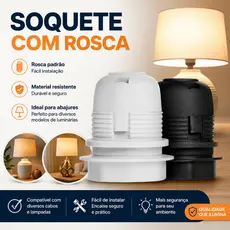 Soquete Bocal C/ rosca para Lâmpada E27 KIT 03/05/10 PÇ Universal PENDENTE ABAJURES COLUNA ESCUTURA