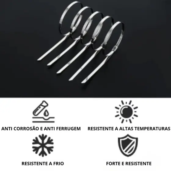 ABRAÇADEIRA AÇO INOX  10MM 25/50/100 Pçs DURÁVEL FITA RESISTENTE GRAU INDUSTRIAL ENFORCA GATO