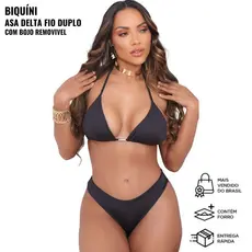 Biquíni Fio Duplo Cortininha Calcinha Asa Delta PROMOÇÃO