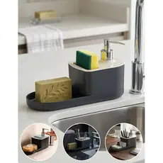 Porta Detergente e Esponja Bucha Dispenser Pump Base Removível Organizador Pia Cozinha Banheiro