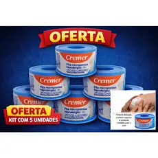 Fita Micropore CREMER KIT com 5 unidades -2,5cm x 10m adesiva branca
