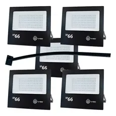 Kit Suportes 60cm + Refletores Led 50 100 150w 127/220v Bivolt Branco Frio Ip66 Prova D'água