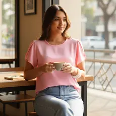 Blusa Megan Tecido Duna Com Manga Princesa Look 2026 Casual ENVIO RAPIDO