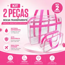 Kit 2 Bolsa Maternidade Transparente + Necessárie Grande Praia, Piscina, Hospital, Passeio, ENVIO INMEDIATO