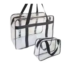 Kit 2 Bolsa Malote Transparente + Necessárie Grande Praia, Piscina, Hospital, Passeio, Maternidade ENVIO RAPIDO