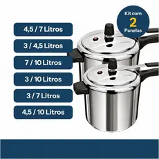 KIT COM 2 PANELAS DE PRESSÃO ASJ ALUMINIO POLIDA VÁRIOS KITS + ENVIO RÁPIDO