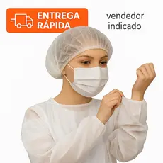 Avental TNT Descartável Proteção Hospitalar Manga Longa Punho Elástico