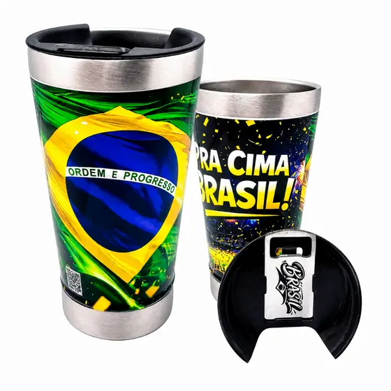 COPO TÉRMICO BRASIL 500ml COM ABRIDOR