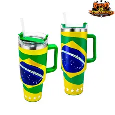 Copo Térmico Brasil 1,2L Com Alça | Caneca Bandeira do Brasil Premium