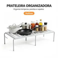 Prateleira Organizadora Extensível Multiuso Cozinha Suporte Temperos Panelas e Sapatos