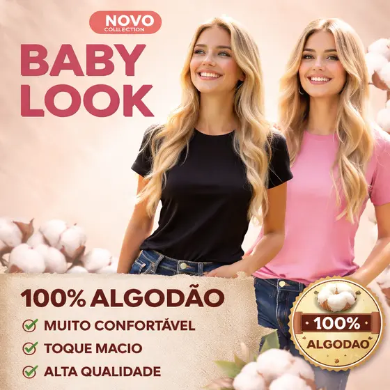 Kit 4 Camisa Básica Feminina Casual 100% Algodão