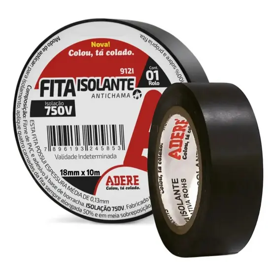 Fita Isolante 912i 18mmx10m Reparos Profissionais Adere Preto