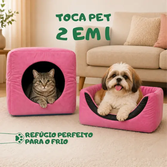 Cama Toca Pet Iglu 2 em 1 para Pets Gato e Cachorro | Casinha Pet Macia com Almofada | Tamanhos