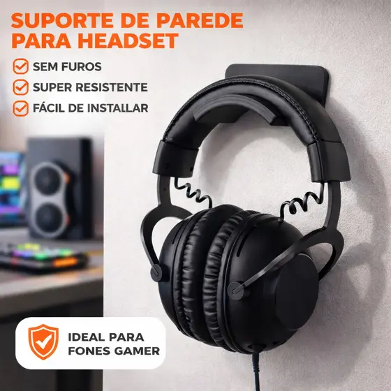 Suporte De Parede Fone Headset Headphone Gamer - Reforçado Sem Furos