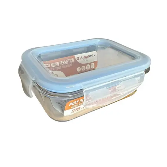 Pote Retangular Hermético Vidro 370ml