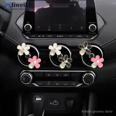 Conjunto de 3 peças de clipes de perfume para saídas de ar do carro, aromatizador de ar em formato de margarida, difusor