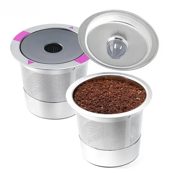 Cápsulas de Café Reutilizáveis Universais de Aço Inoxidável Adequadas para Máquinas Keurig 2.0 e 1.0