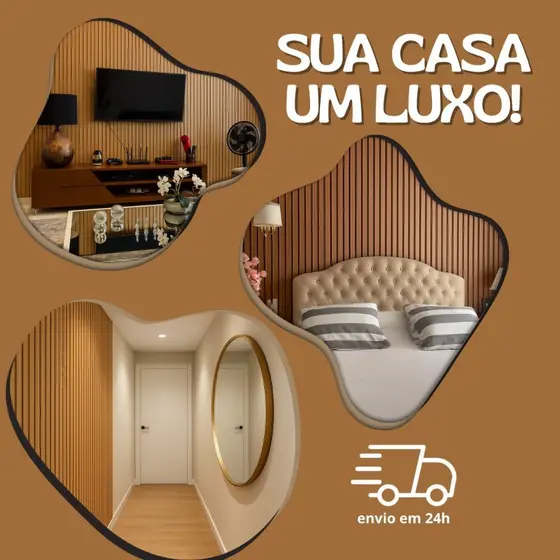 KIT 5 Até 250 Placas de Ripado Parede Decorativo 45x10 Com Fita Dupla Face Parede Sala TV Quarto