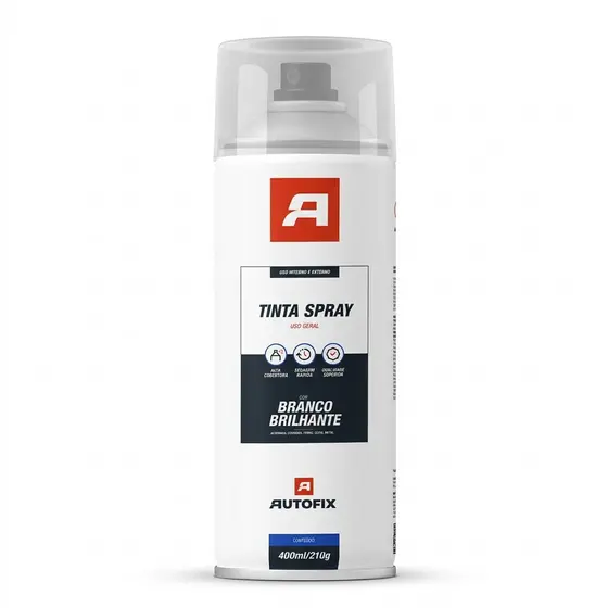 Tinta Spray Uso Geral 400ml Branco Brilhante Metal Madeira Autofix Aerossol