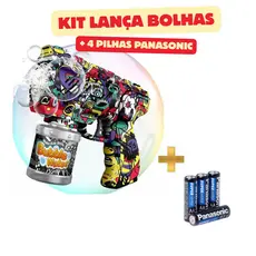 Lançador de Bolhas Automático 10 Furos - Brinquedo Infantil Colorido (Azul ou Vermelho)