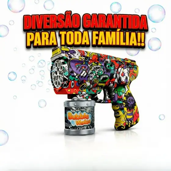 Pistola Automática Lança Bolhas de Sabão Infantil - Cores Sortidas