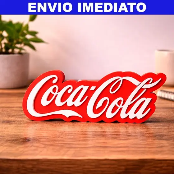 Placa Decorativa Coca-Cola Vermelha e Branca para Mesa e Escritório – Item Colecionável