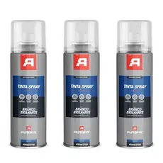 Kit 3 Tinta Spray de pintura Uso Geral 400ml - Autofix 400ml / 210g - Branco Brilhante Ok