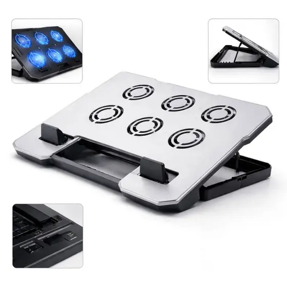 Cooler para Notebook com 6 Ventoinhas RGB Compatível notebooks de até 17