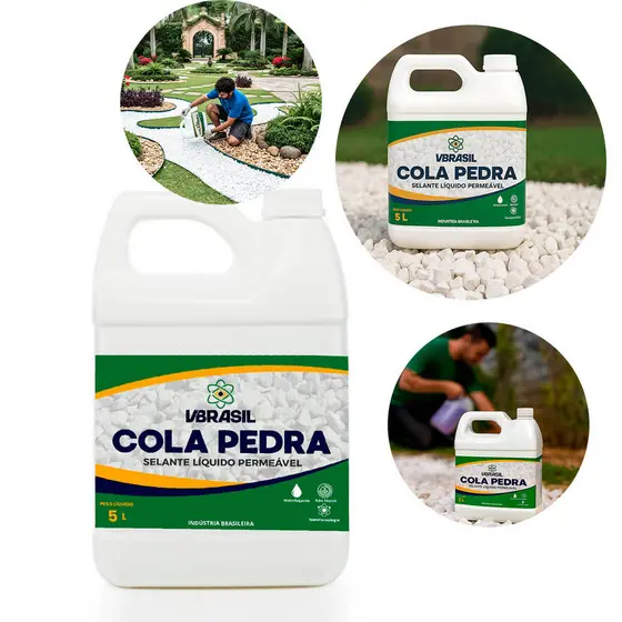 Cola Pedra Fixador de Pedras para Jardim 5 Litros Cola Pedra VBrasil Aguenta Carro Caminhão
