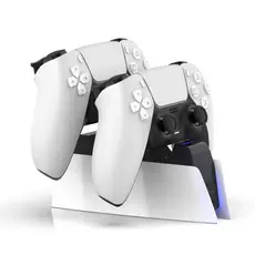 Suporte Dock Duplo Branco Carregador Manete para Controle Dualsense Ps5 Playstation