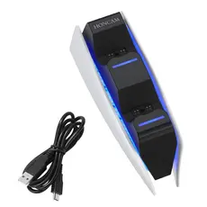 Base Dock de Carregamento Duplo Carregador Para Controle Ps5 Luz Led RGB