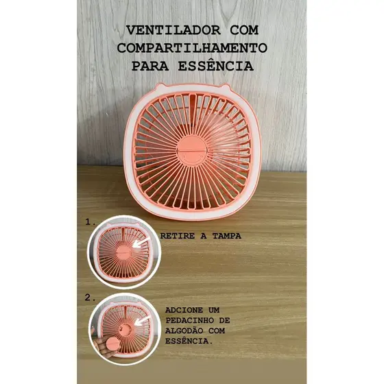 Ventilador USB portátil com luz, qualidade de ar condicionado garantida